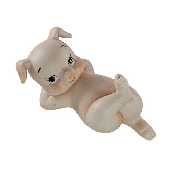 Vintage Lefton Porcelain Pig Figurine Lying Down #02529 - Picture 1 of 8